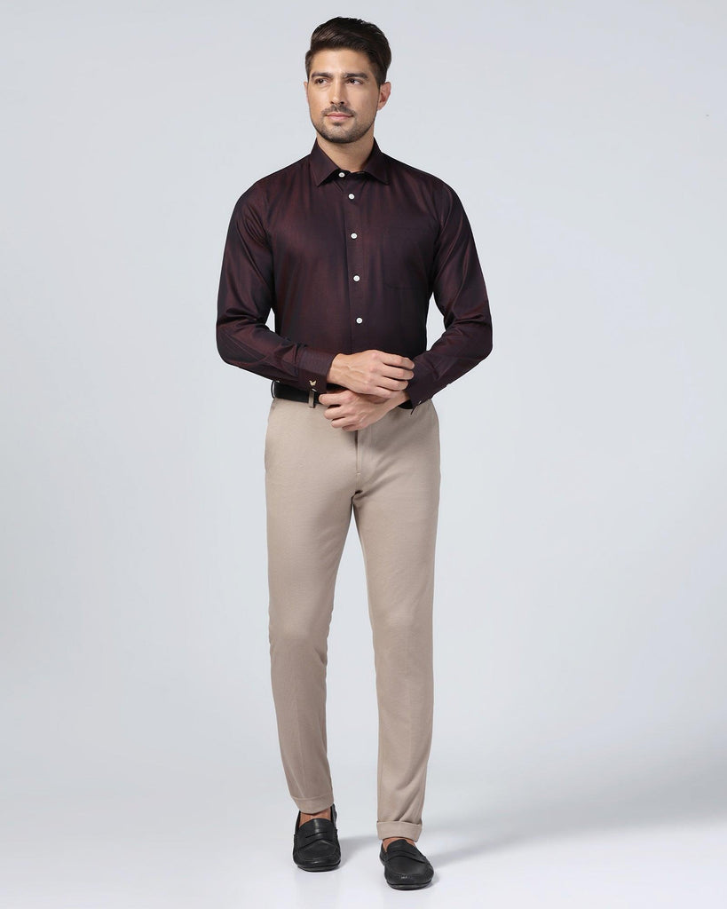 Luxe Formal Maroon Textured Shirt - Hazel