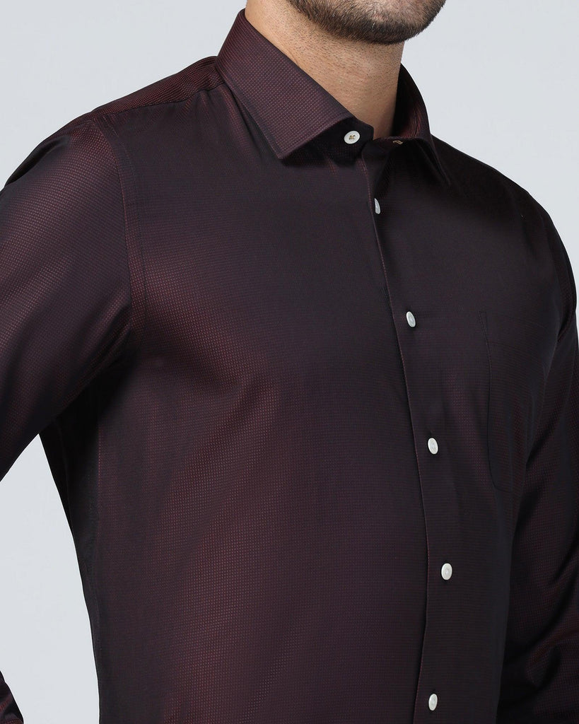 Luxe Formal Maroon Textured Shirt - Hazel