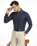 Luxe Formal Navy Jacquard Shirt - Zinnia