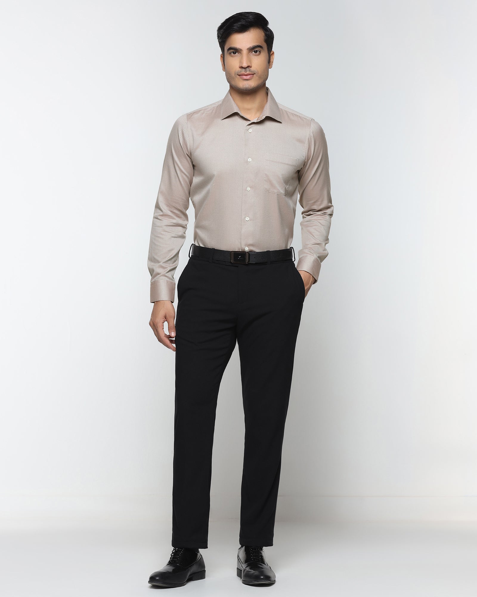 Luxe Formal Ochre Textured Shirt - Thyme