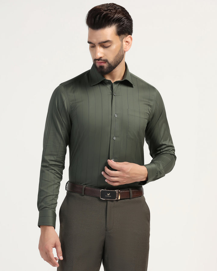 Luxe Formal Olive Stripe Shirt - Delta