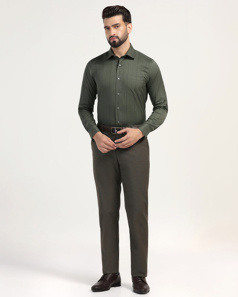 Luxe Formal Olive Stripe Shirt - Delta