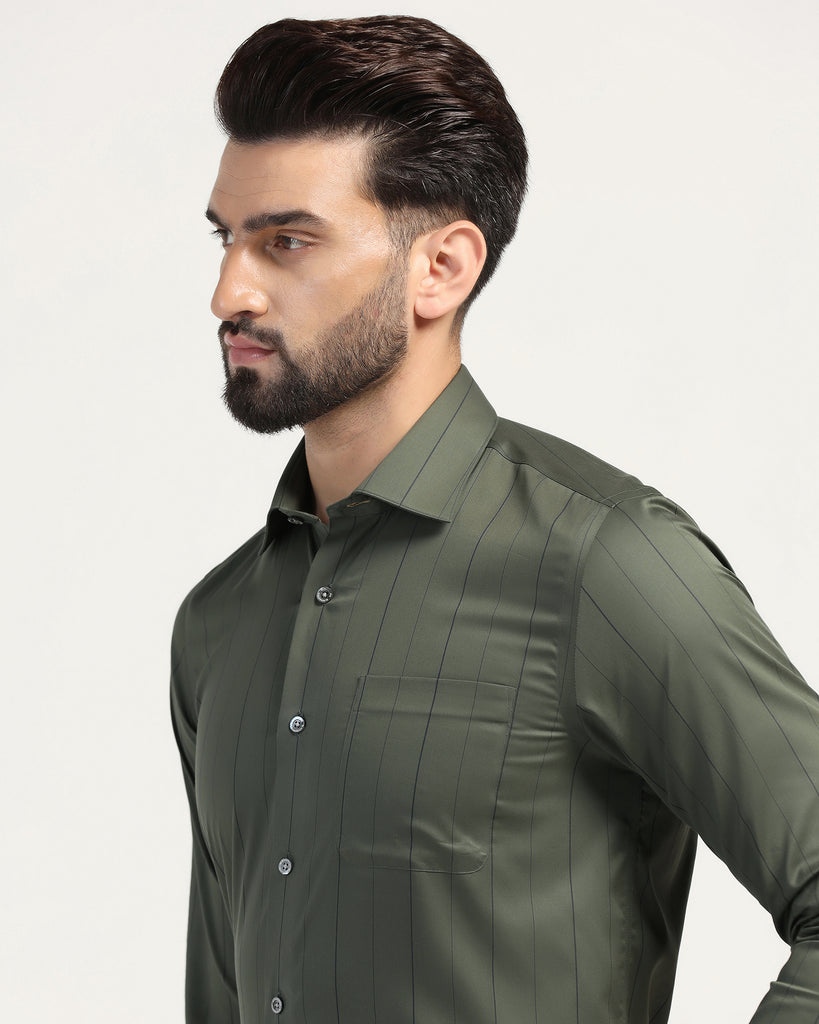 Luxe Formal Olive Stripe Shirt - Delta