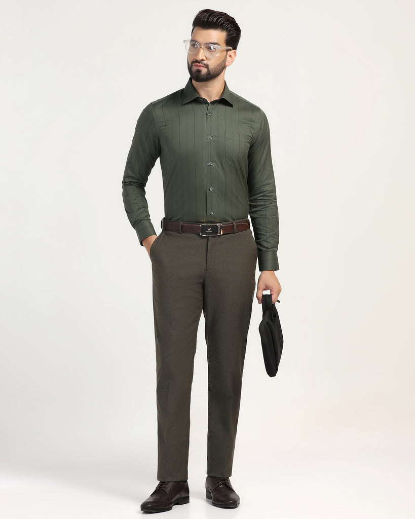 Luxe Formal Olive Stripe Shirt - Delta