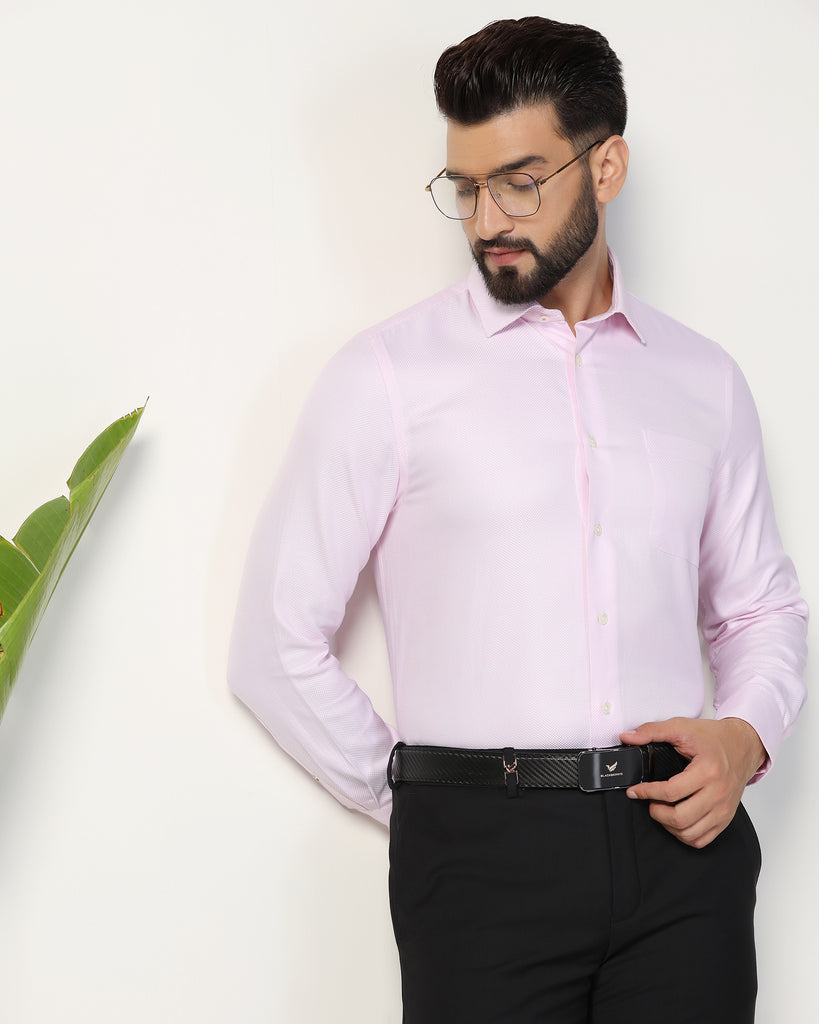 Luxe Formal Pink Textured Shirt - Plan