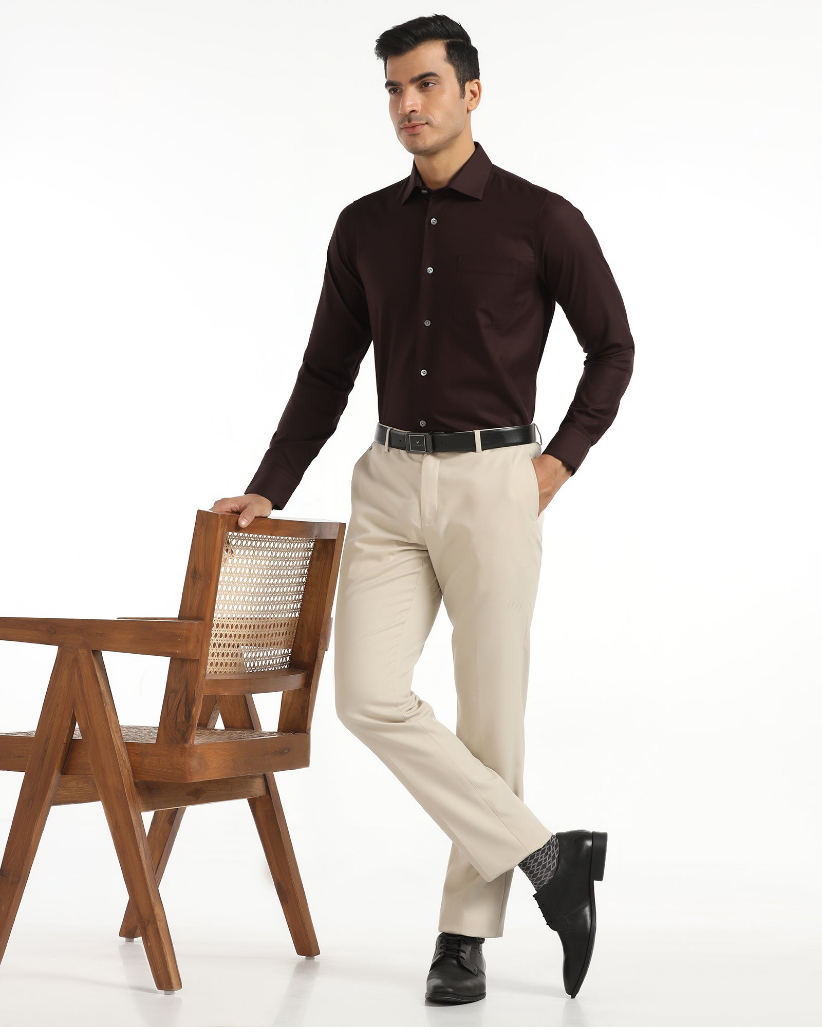 Luxe Formal Plum Textured Shirt - Hadley