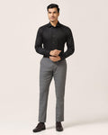 Luxe Slim Comfort B-95 Formal Grey Check Trouser - Porcupine