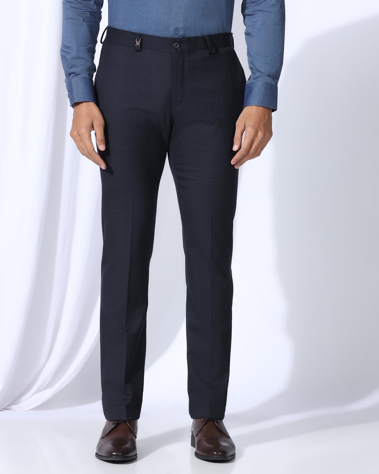 Luxe Slim Comfort B-95 Formal Navy Textured Trouser - Chanel