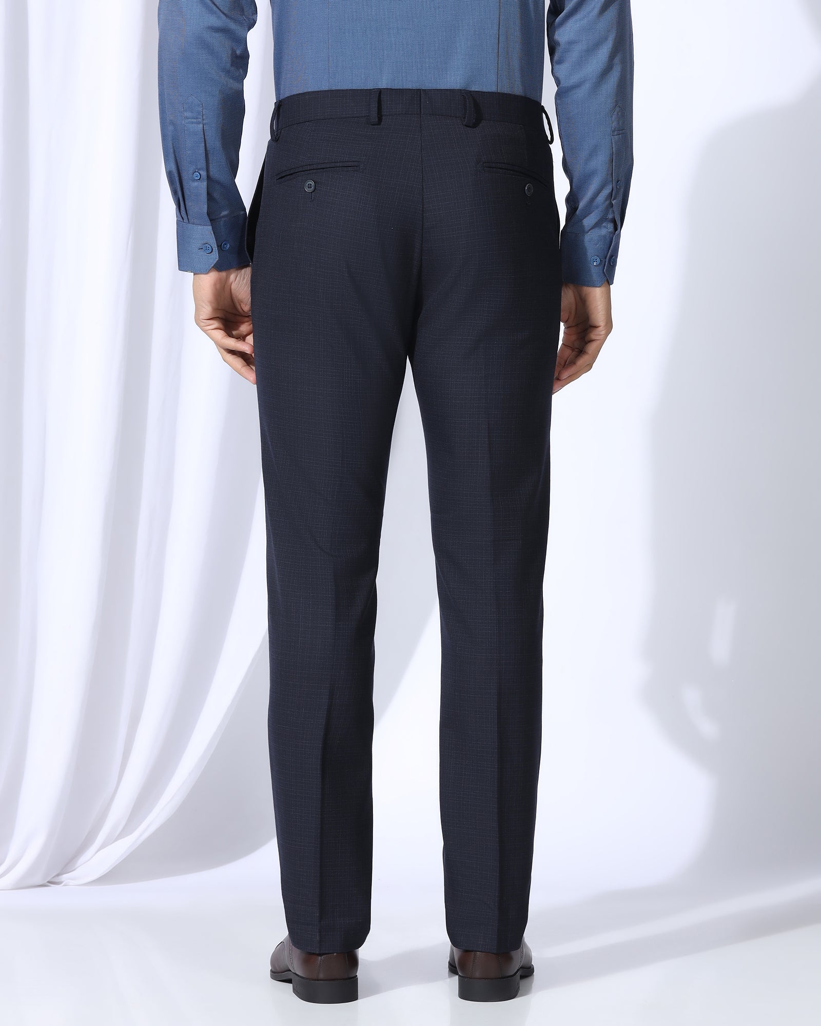 Luxe Slim Comfort B-95 Formal Navy Textured Trouser - Chanel