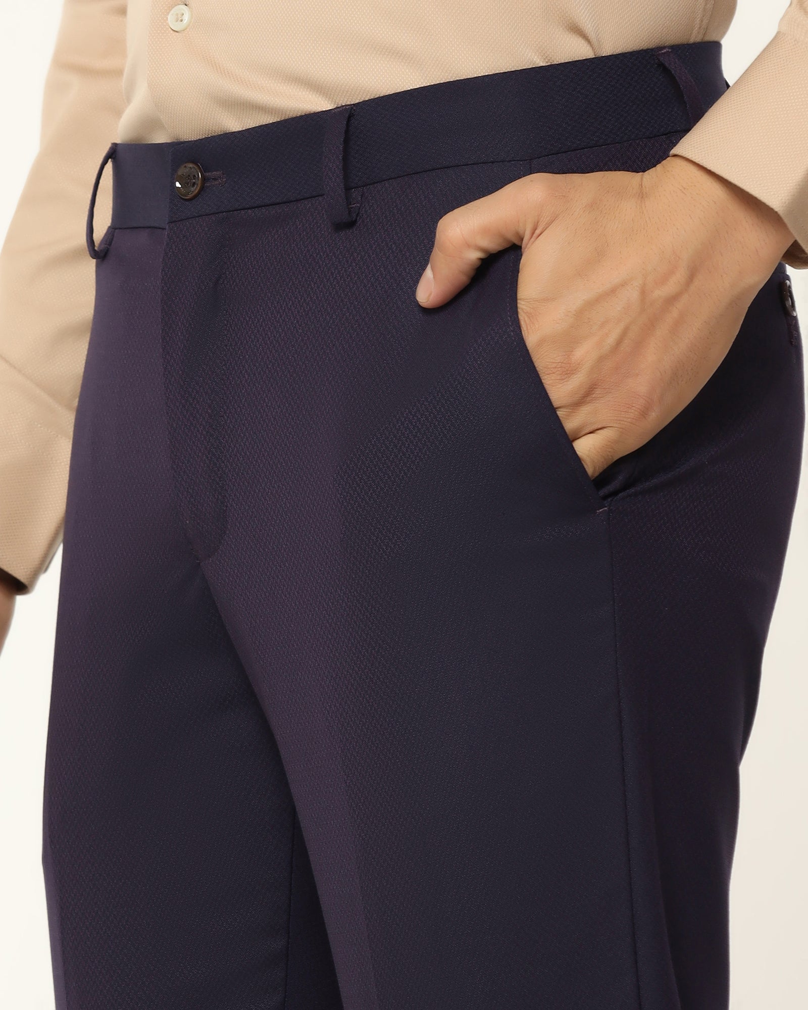 Luxe Three Piece Purple Textured Formal Suit - Garcia