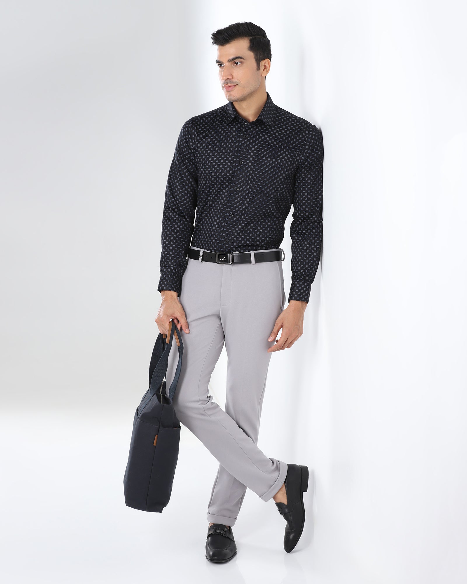 Formal Black Printed Shirt - Title