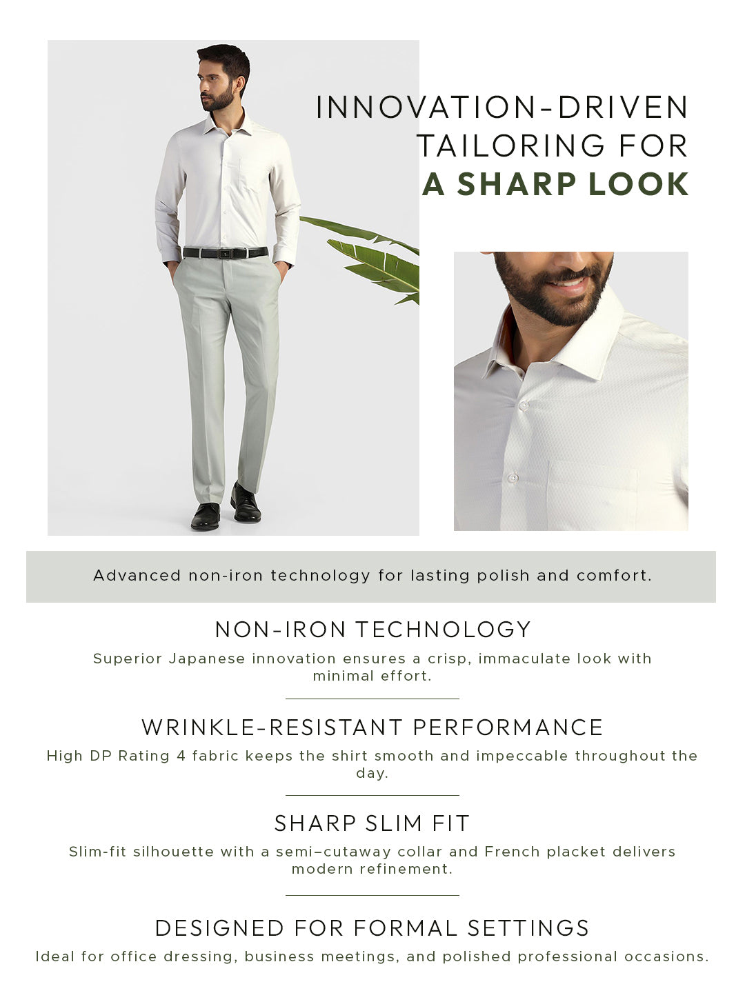 Non Iron Formal Grey Textured Shirt - Wren