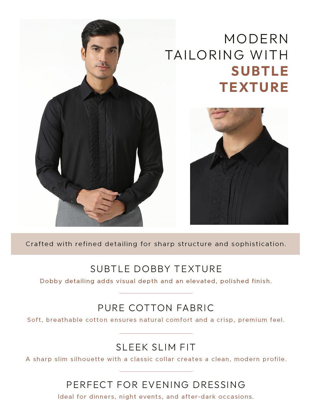 Formal Black Textured Shirt - Rock