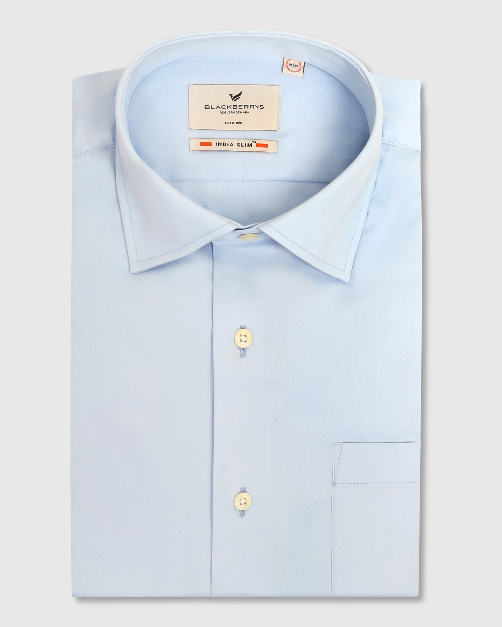 Formal Light Blue Solid Shirt - Edin