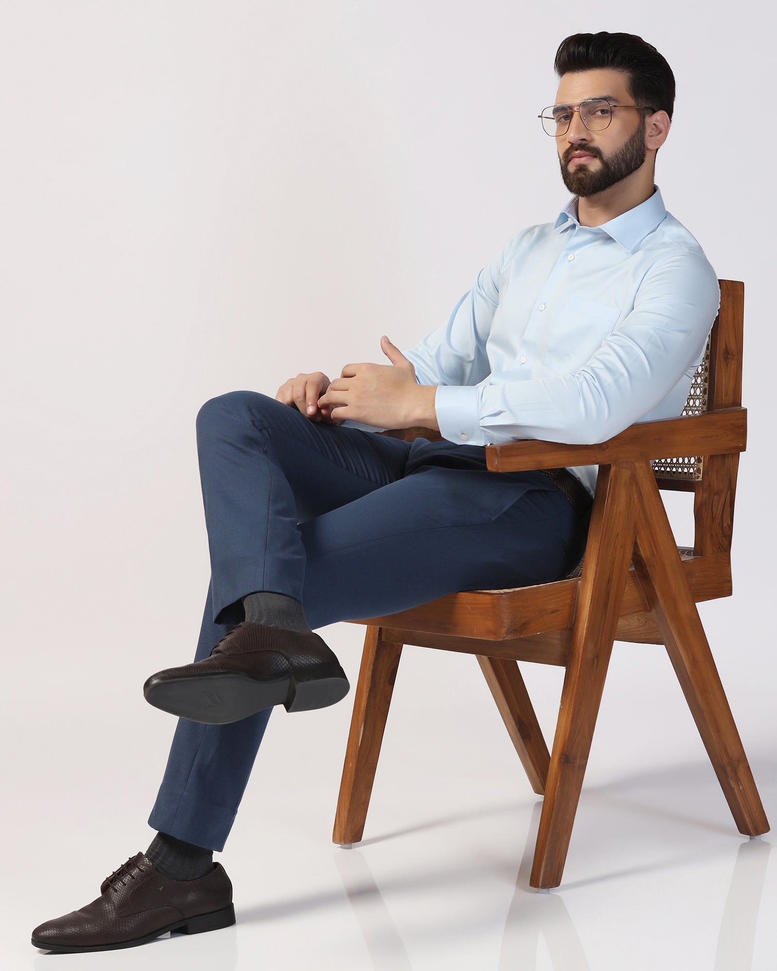 Formal Light Blue Solid Shirt - Edin
