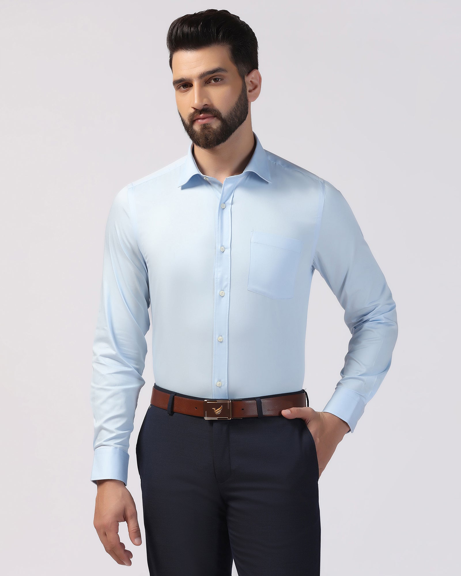 Formal Light Blue Solid Shirt - Ether
