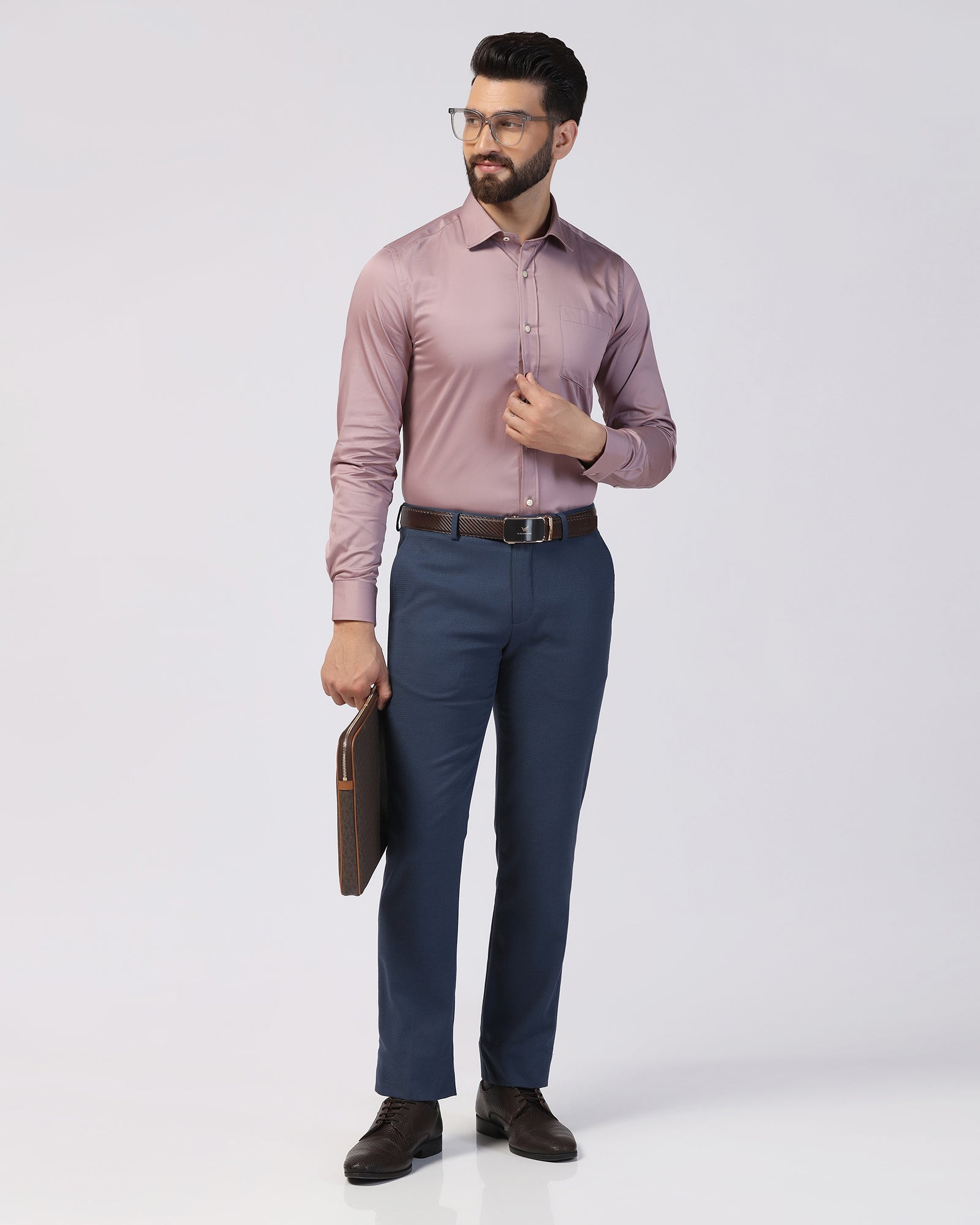 Formal Mauve Solid Shirt - Ether