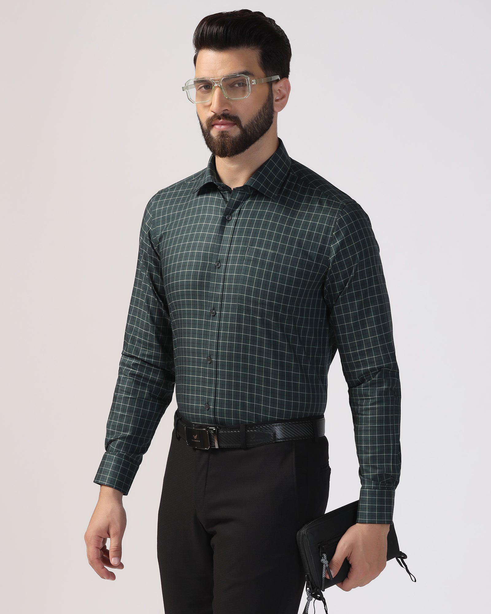 Formal Forest Green Check Shirt - Escort