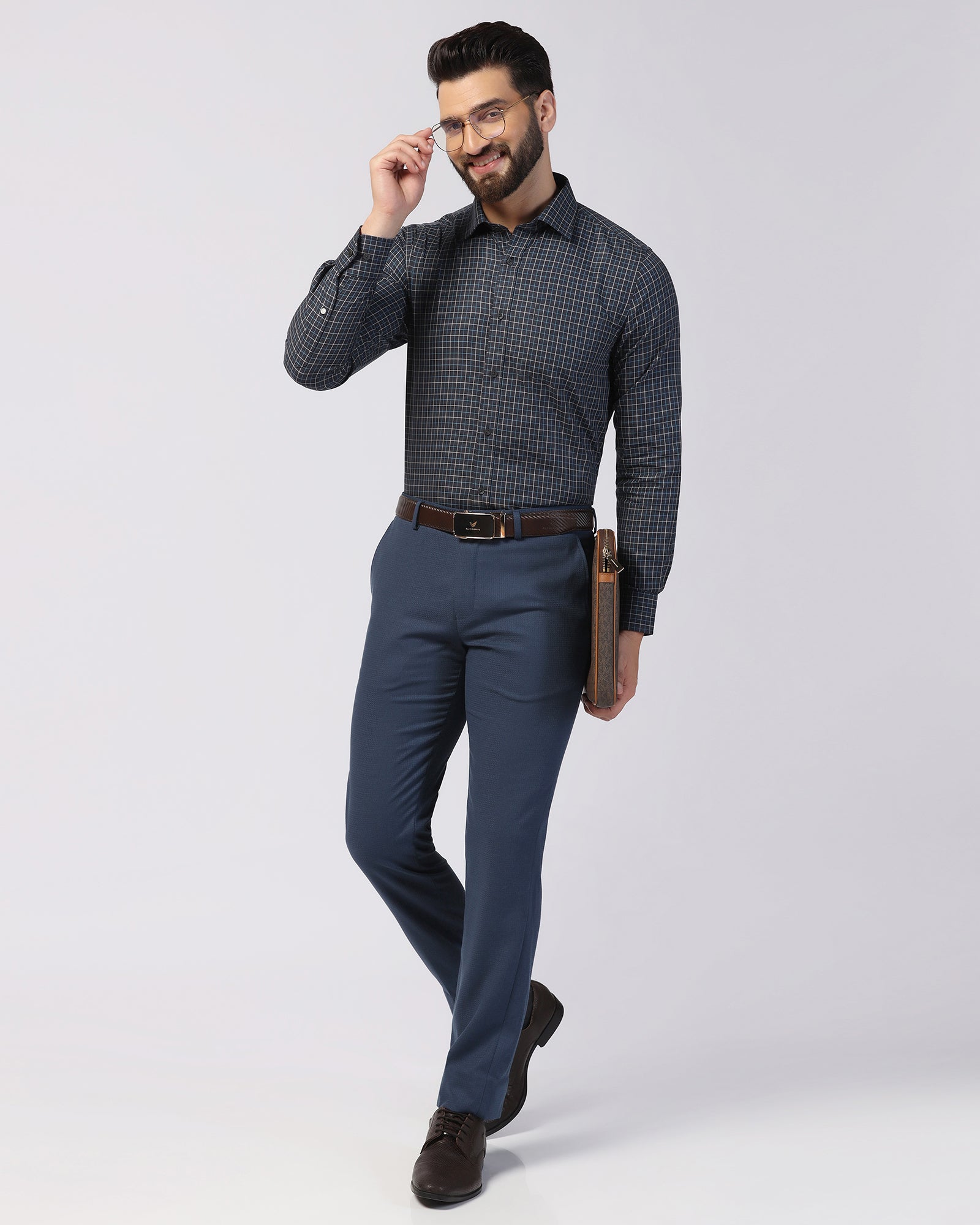 Formal Navy Check Shirt - Escort