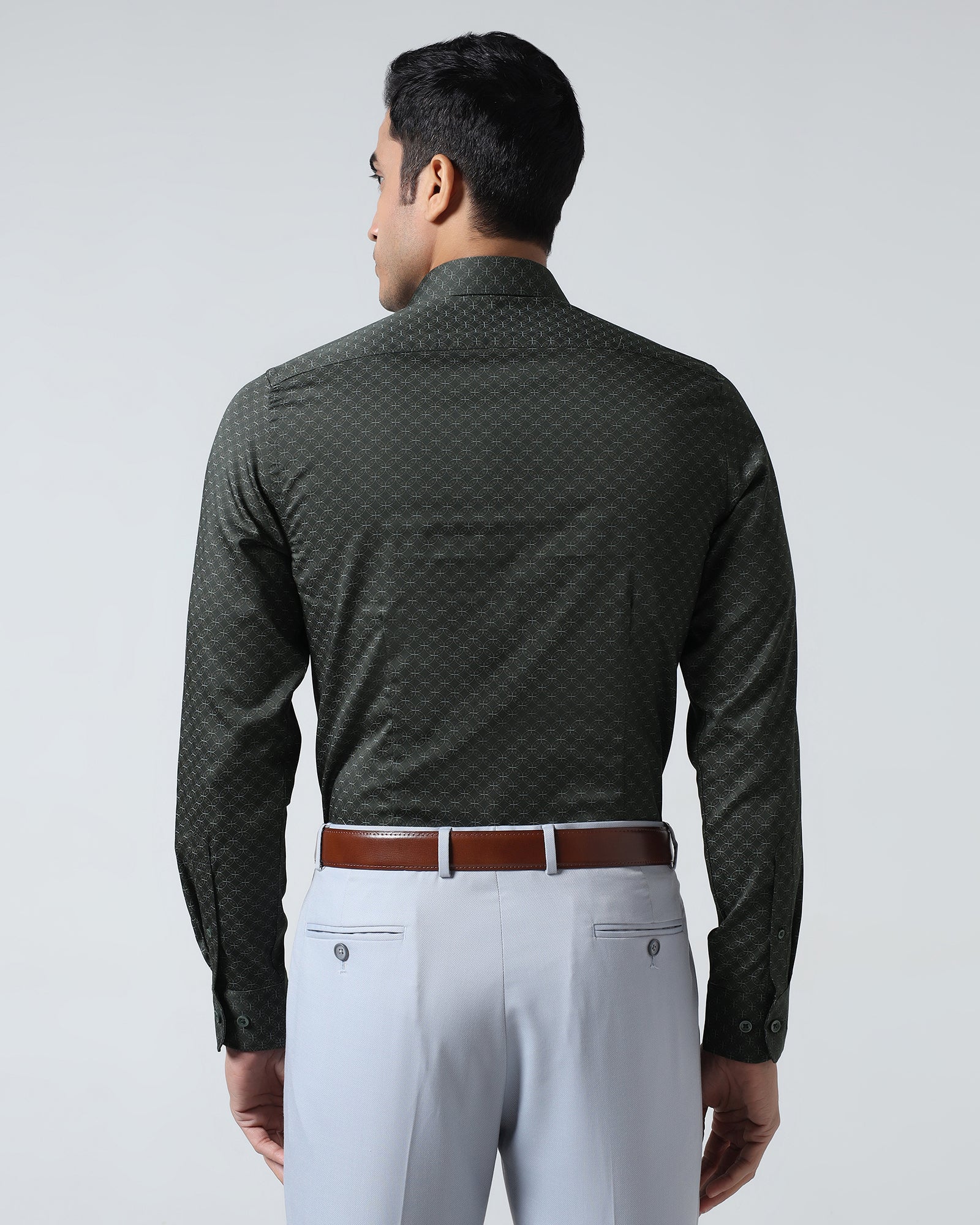 Dark Olive Printed Shirt - Cloud