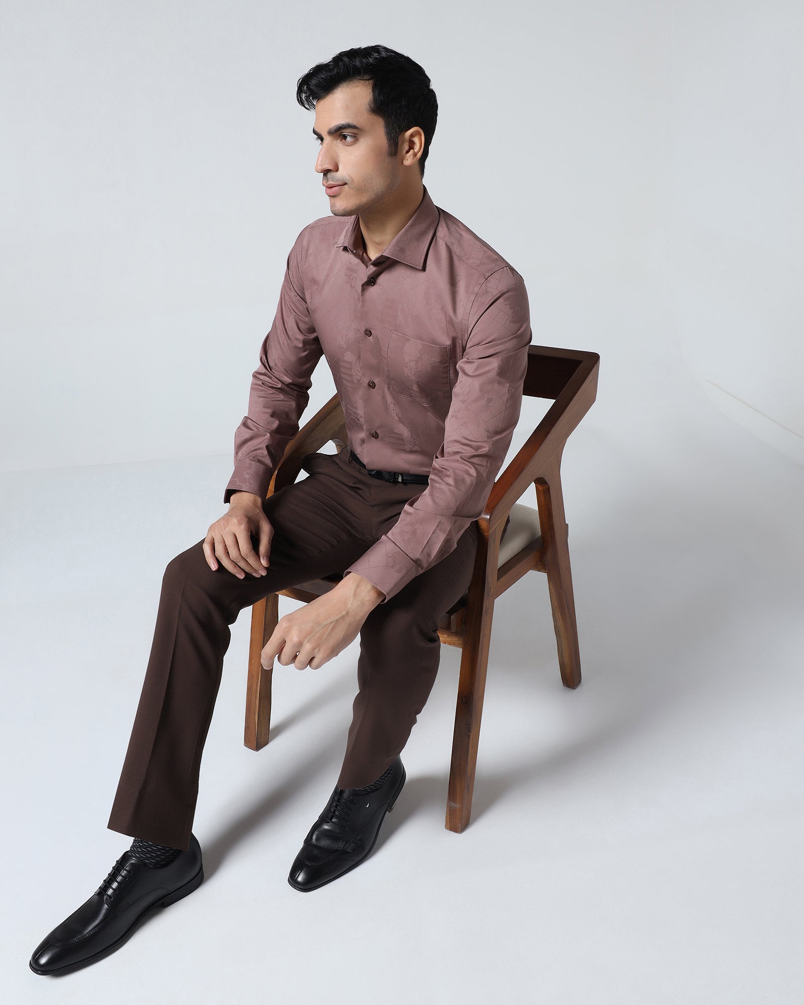 Dusty Pink Jacquard Shirt - Ramen