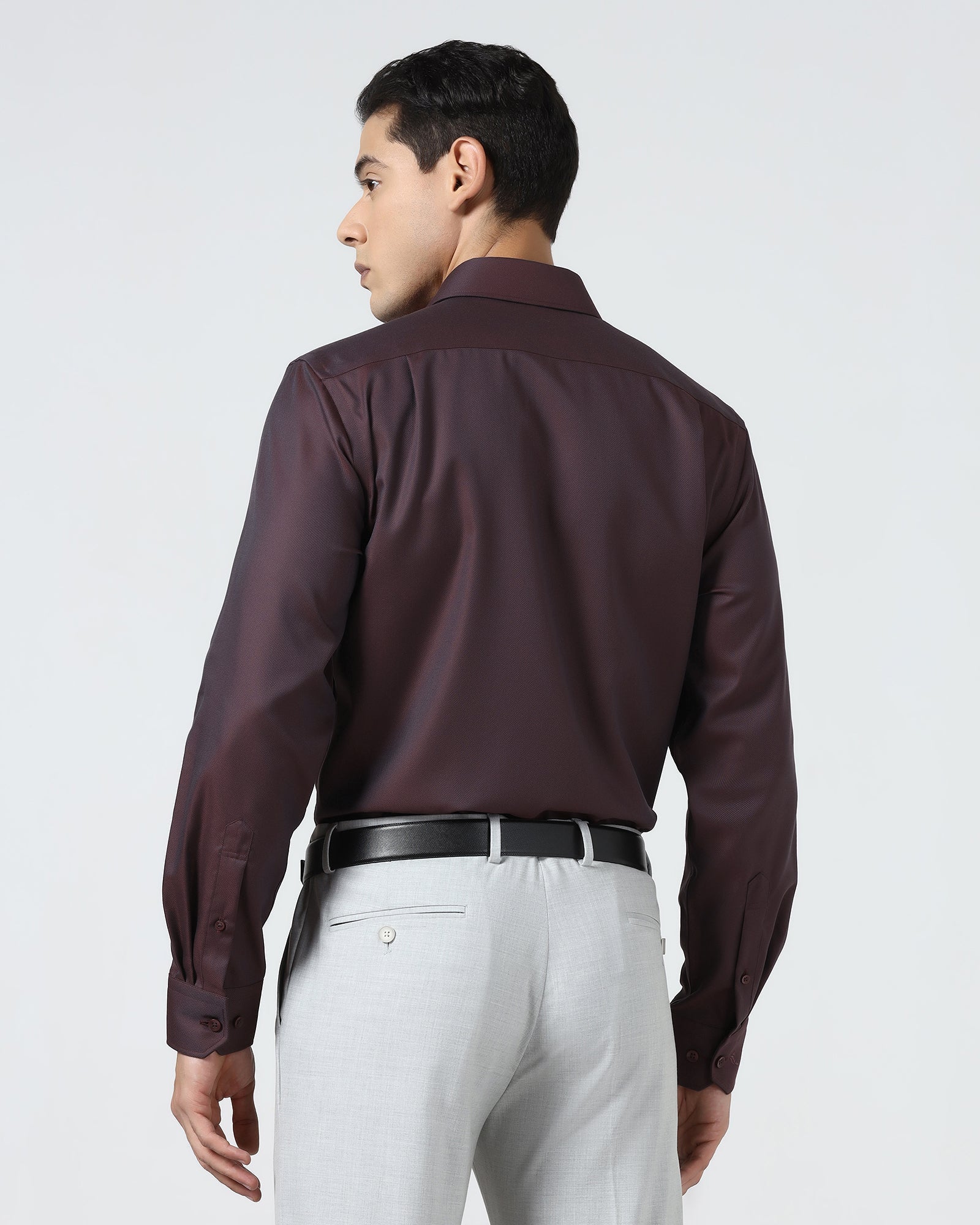 Maroon Non Iron Textured Shirt - Eliot