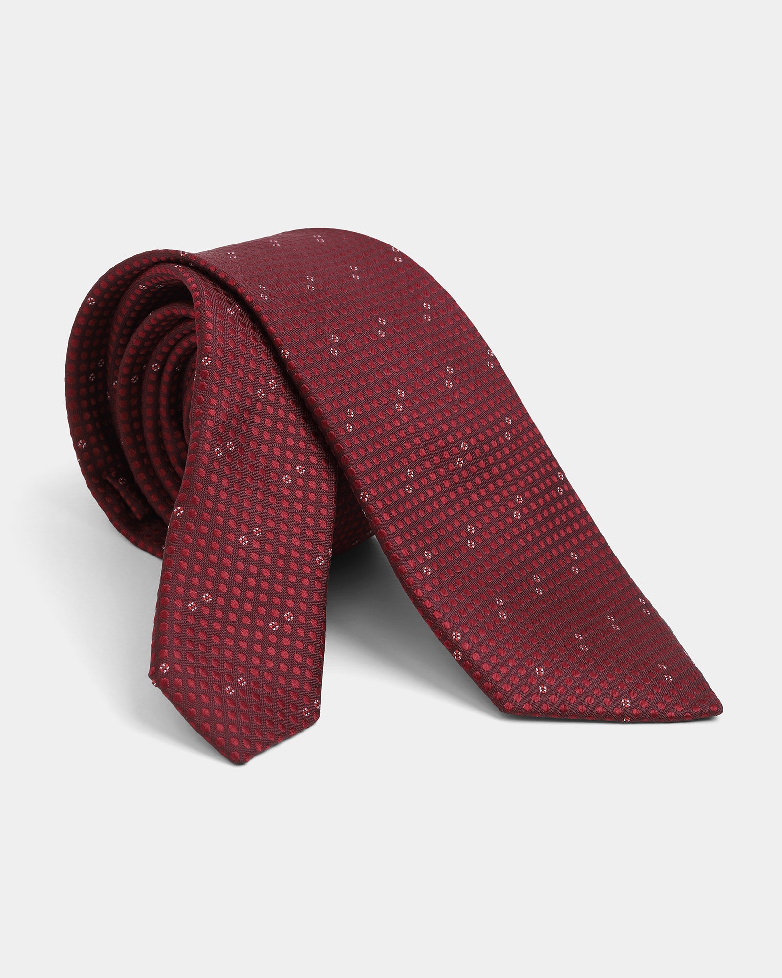 Maroon Silk Jacquard Tie - Alde