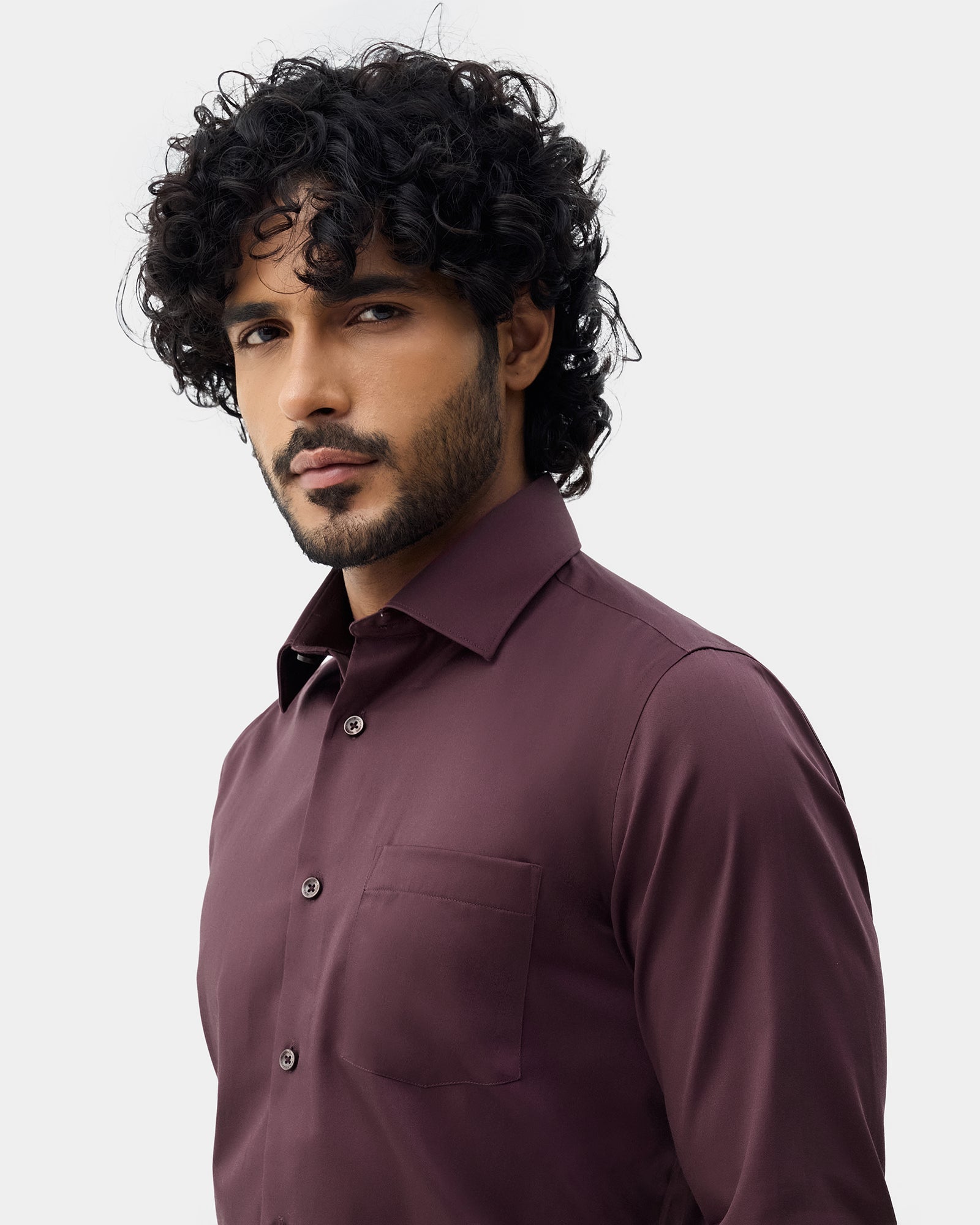 Maroon Solid Shirt - Sylvia