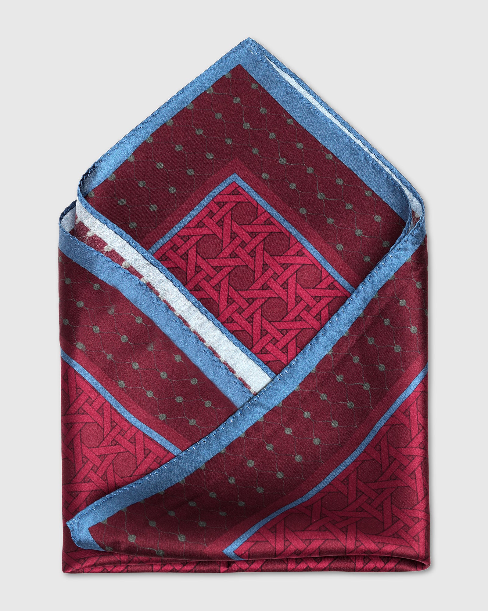 Maroon Printed 100% Silk Pocket Square - Wallio