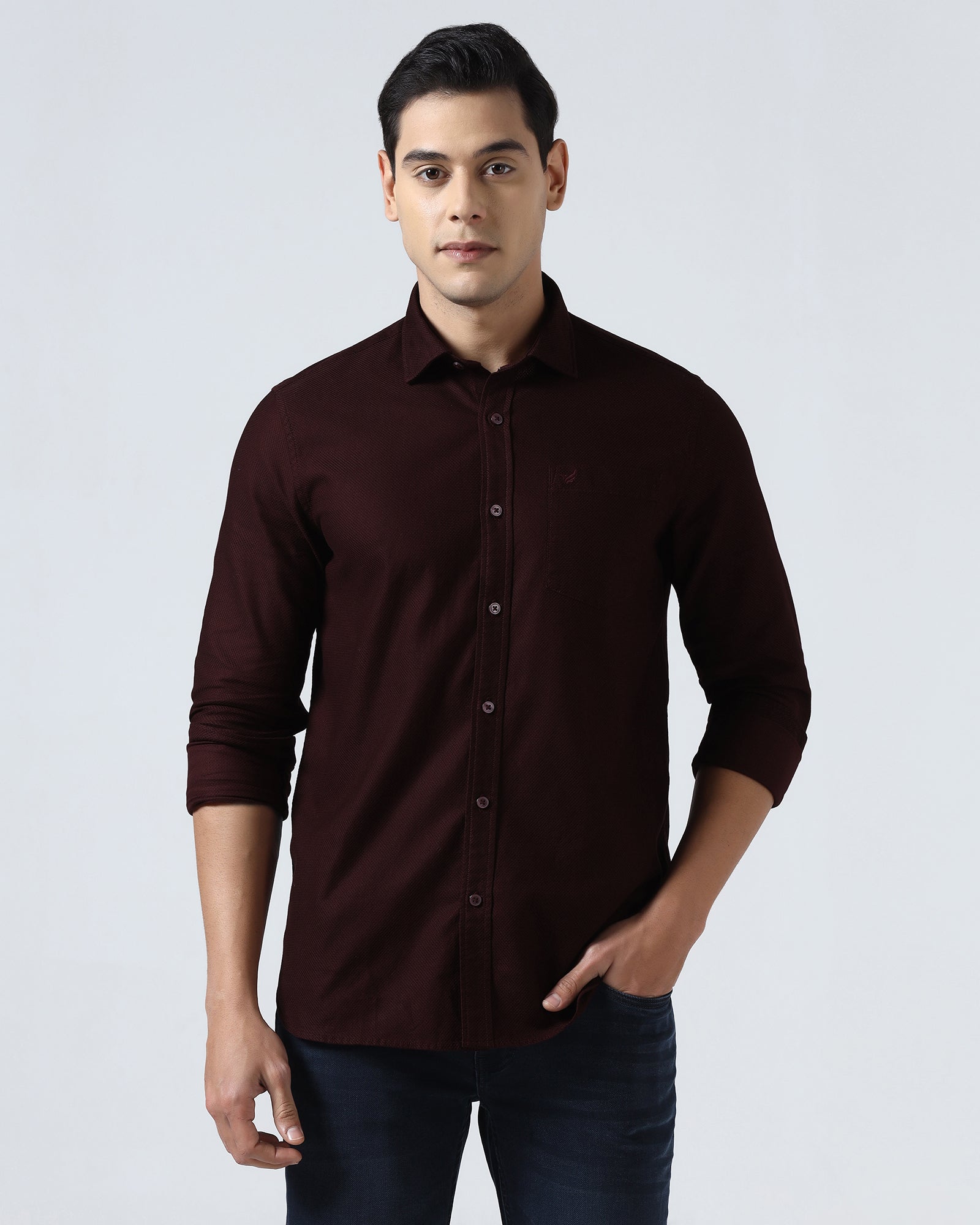 Maroon Textured Shirt - Solter