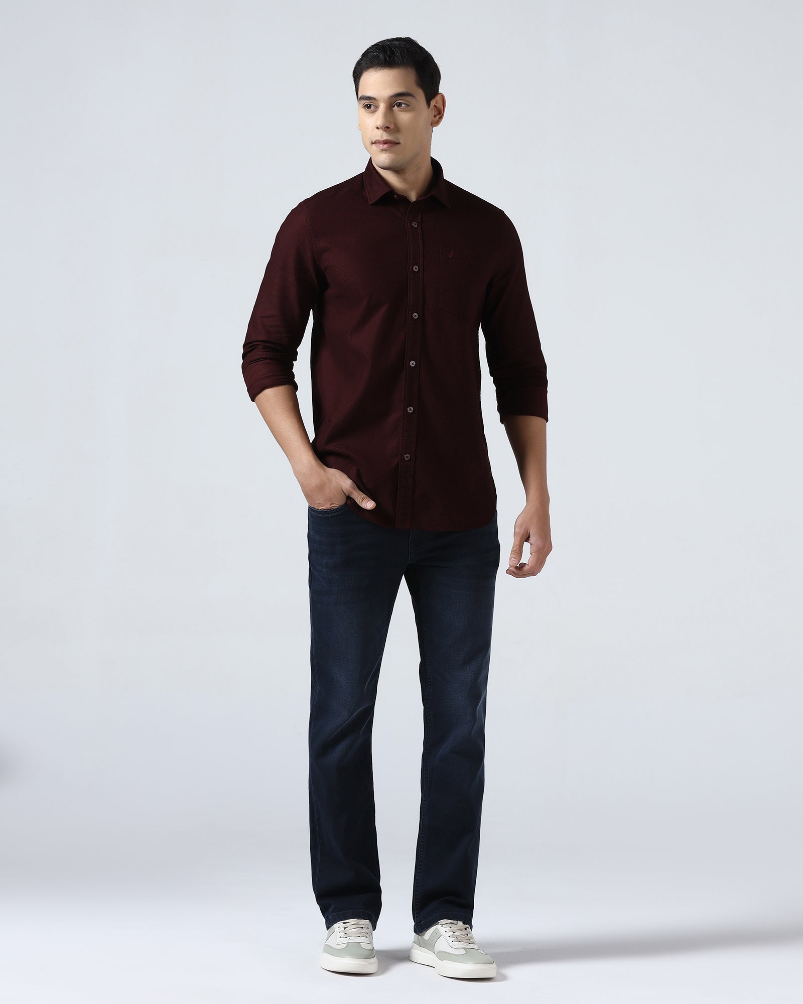 Maroon Textured Shirt - Solter