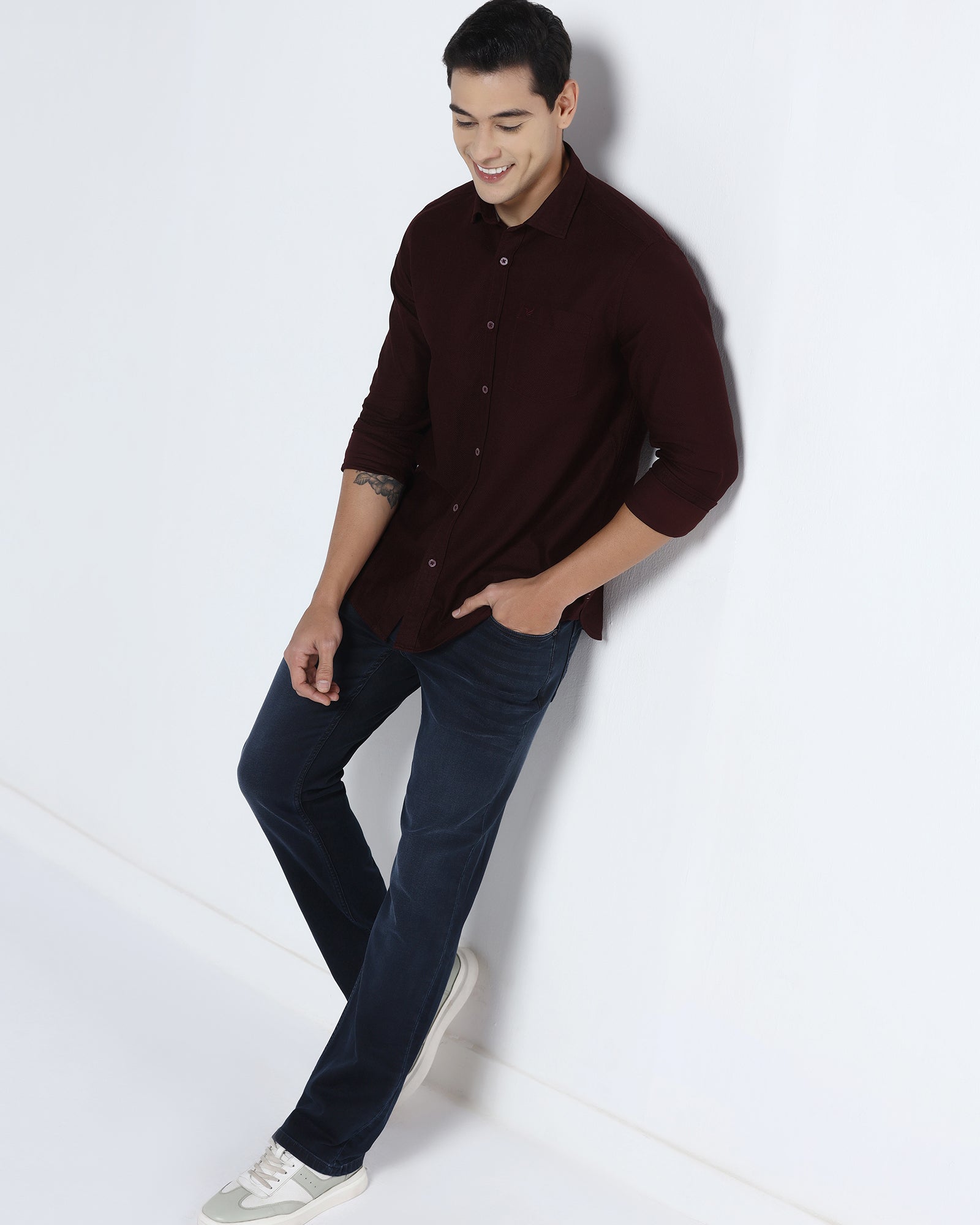 Maroon Textured Shirt - Solter