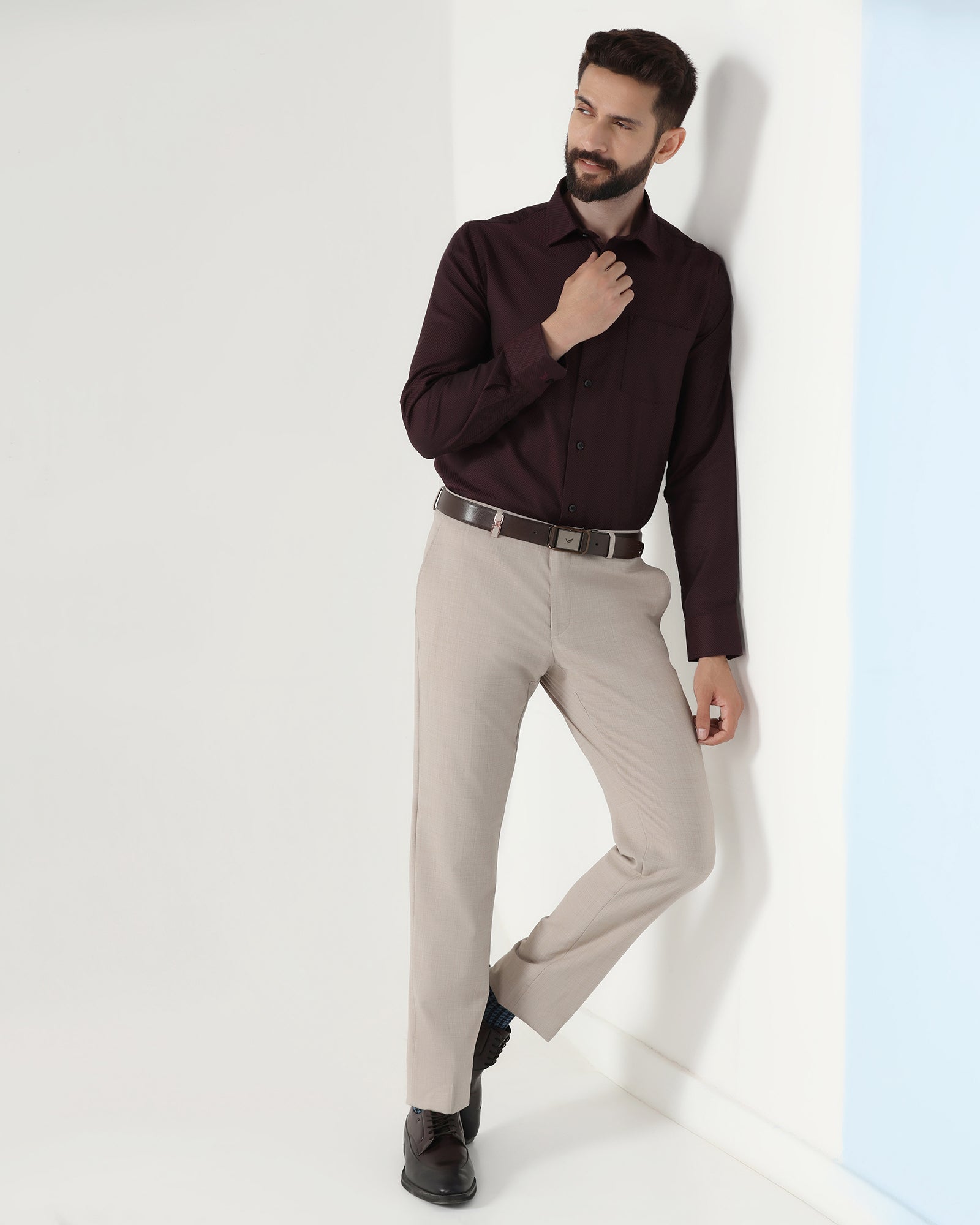 Maroon Textured Shirt - Weapon