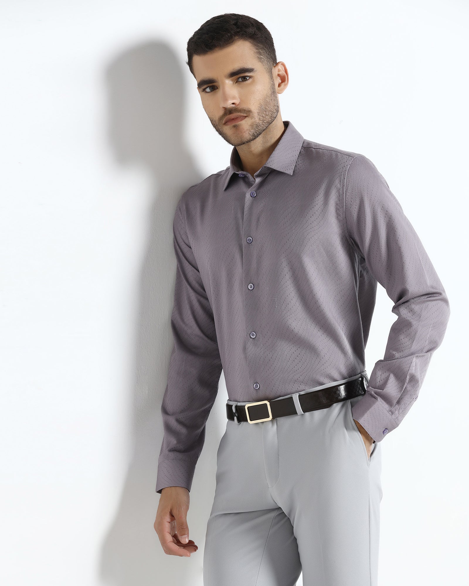 Mauve Jacquard Shirt - Glanza