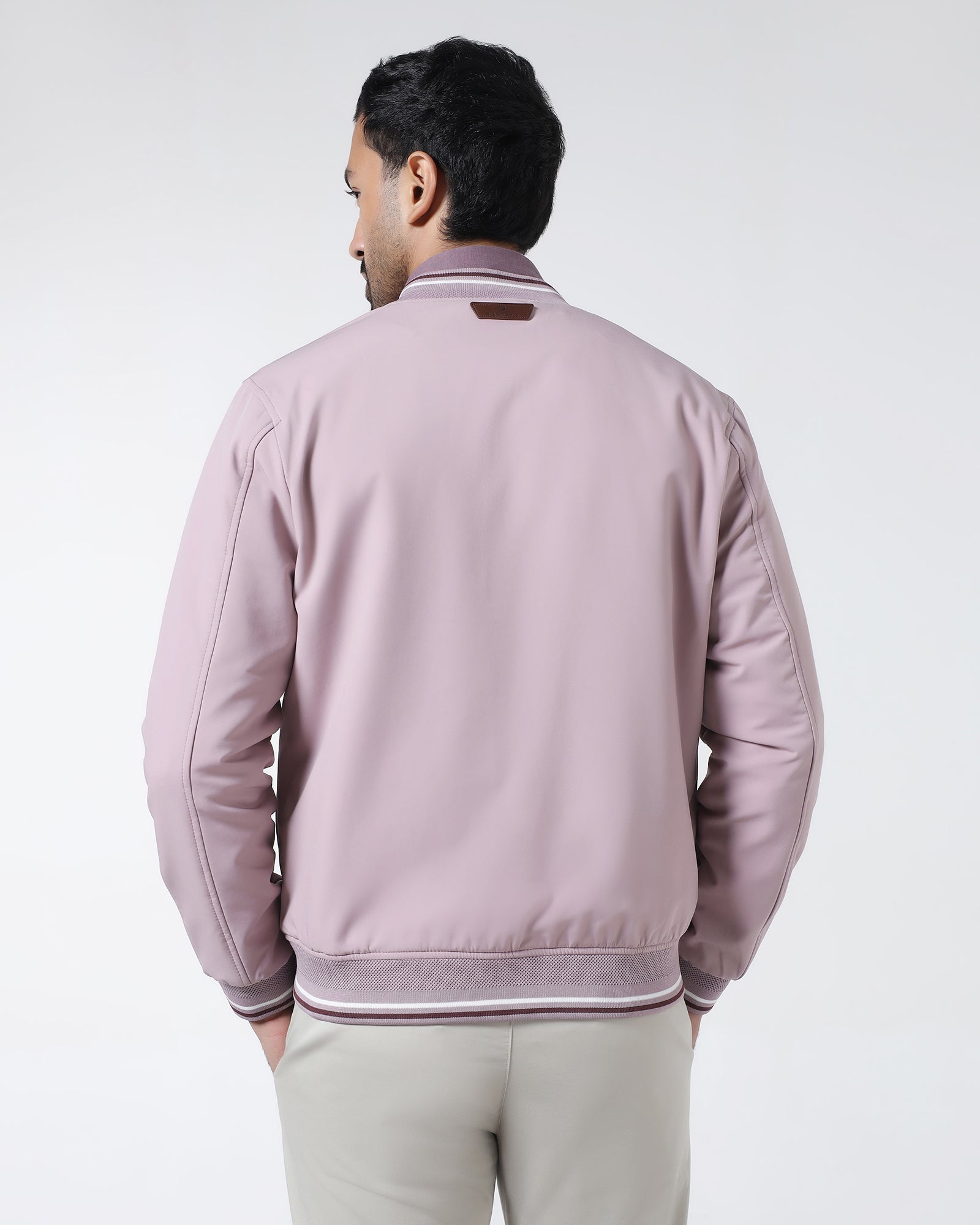 Mauve Solid Zipper Jacket - Dornell