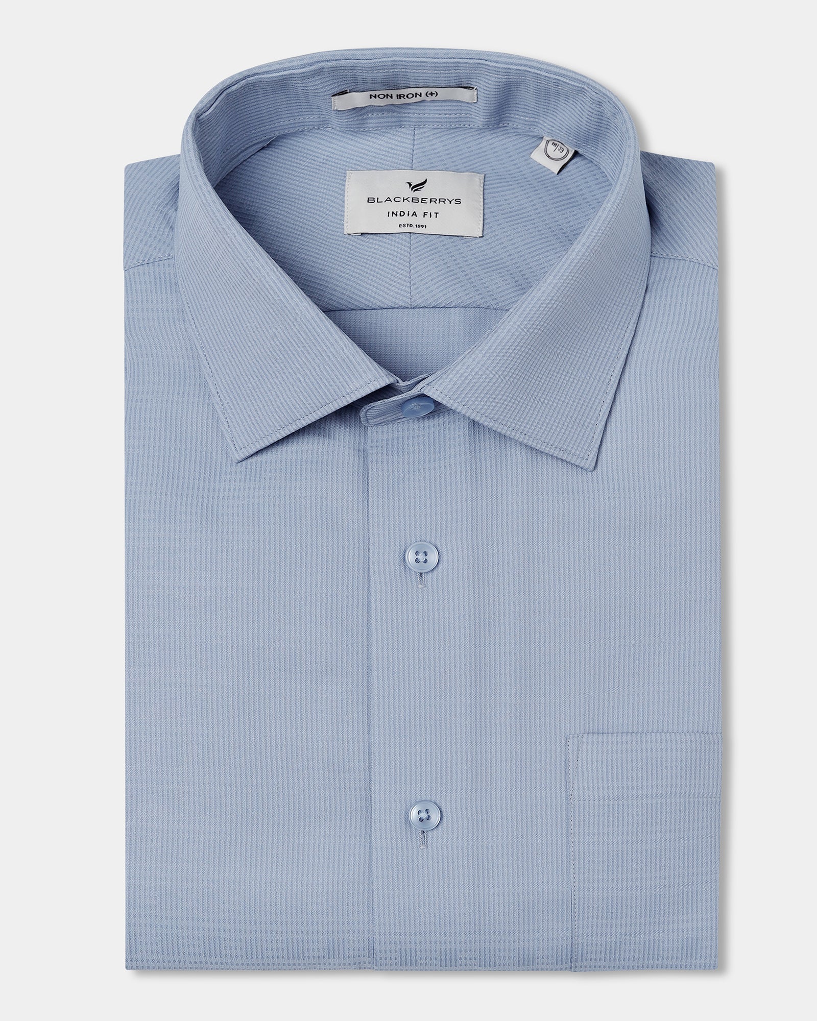 Mid Blue Non Iron Textured Shirt - Reform E