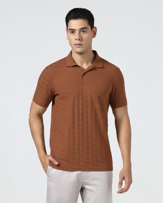 Mid Brown Textured Polo - Kim Chum