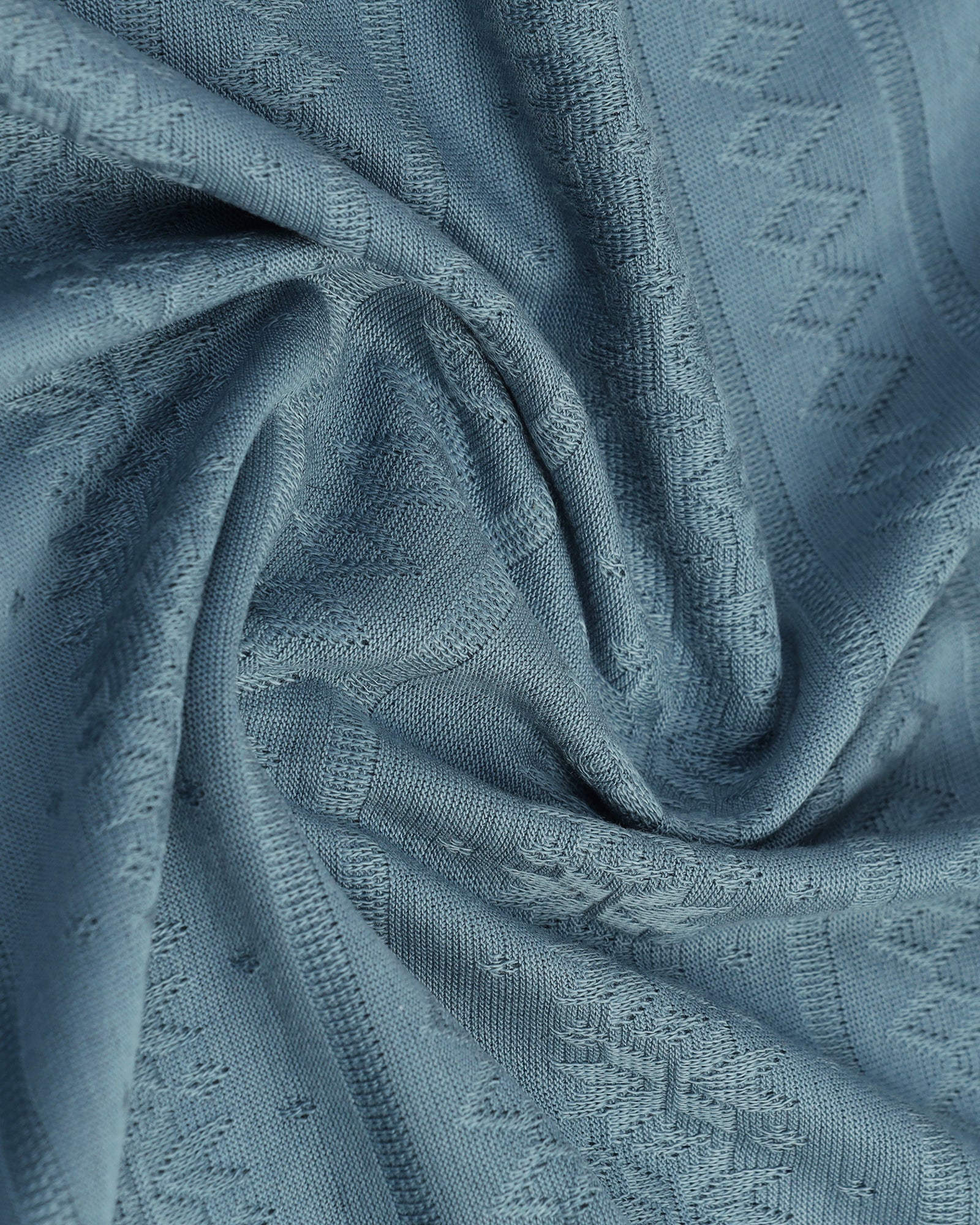 Mid Blue Crew Neck Textured T-Shirt - Lep