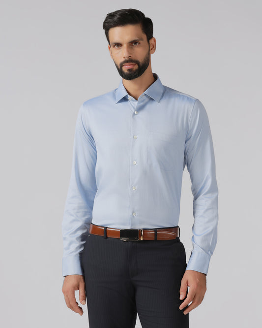 Mid Blue Luxe Textured Shirt - Honor