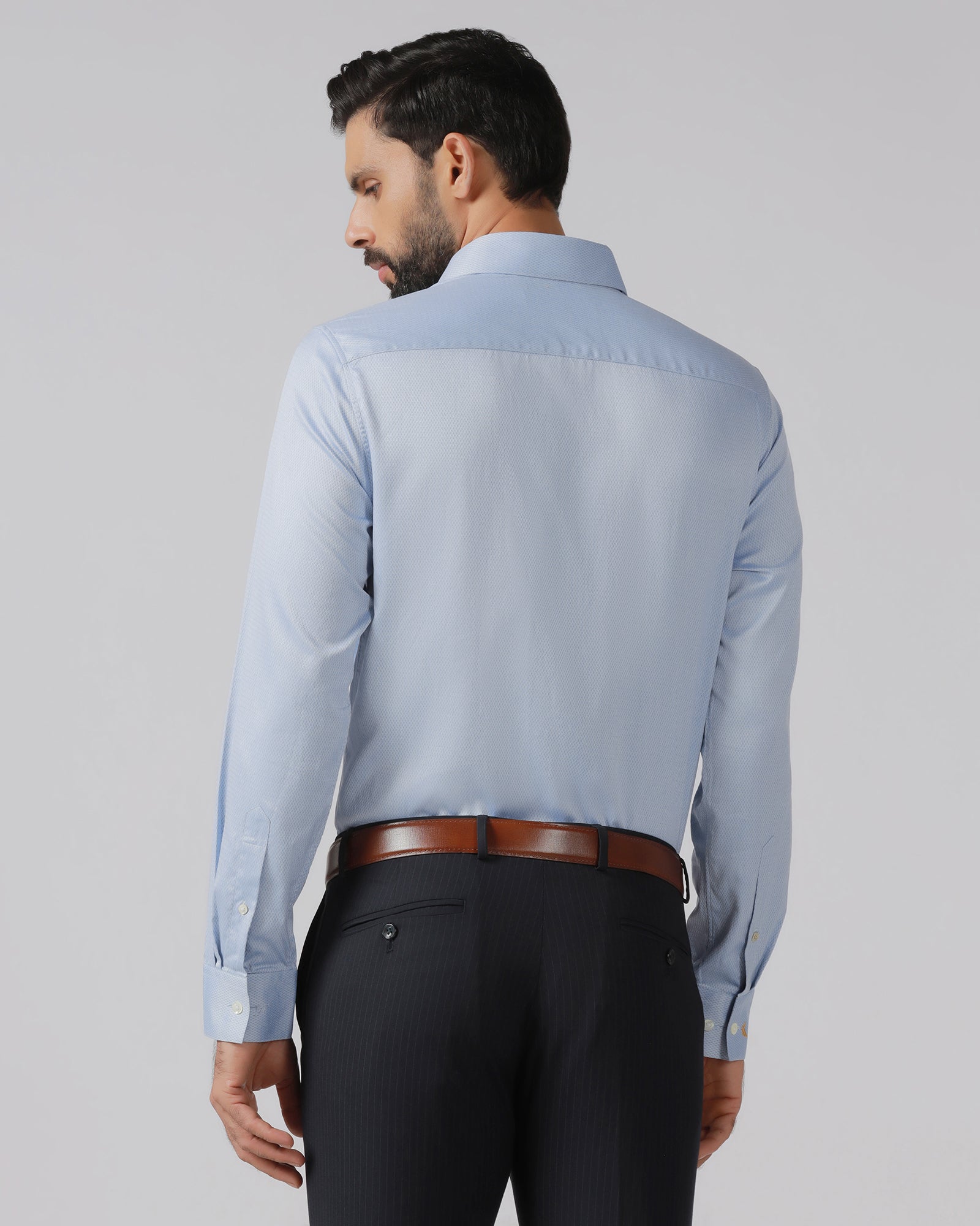 Mid Blue Luxe Textured Shirt - Honor