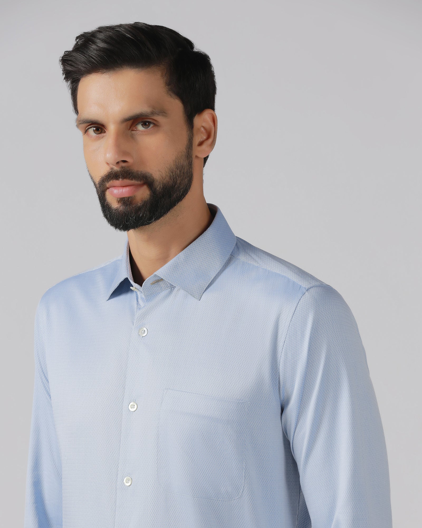 Mid Blue Luxe Textured Shirt - Honor