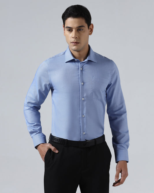 Mid Blue Non Iron Textured Shirt - Ester