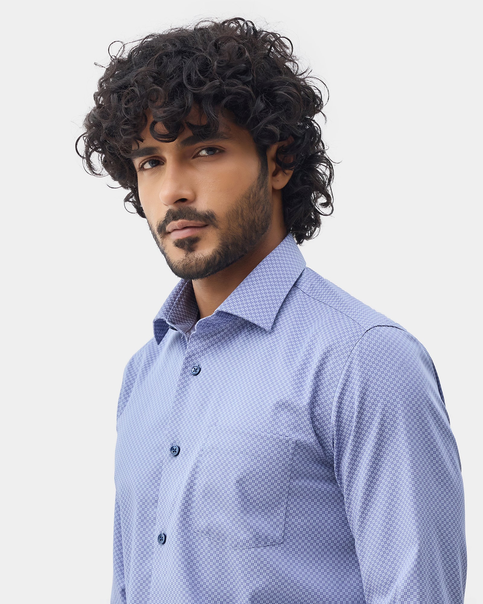 Mid Blue Printed Shirt - Basis