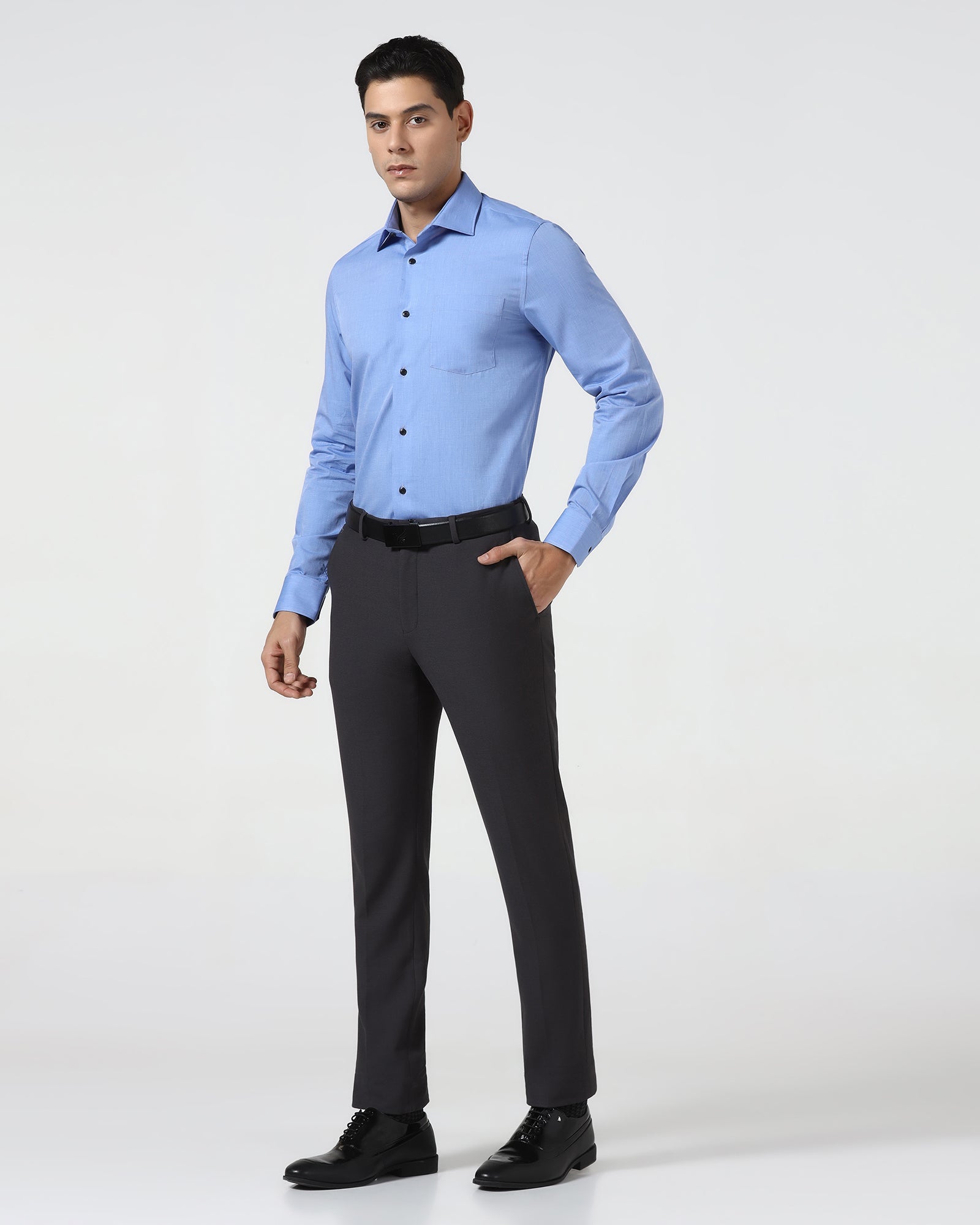 Mid Blue Solid Shirt - Pixel