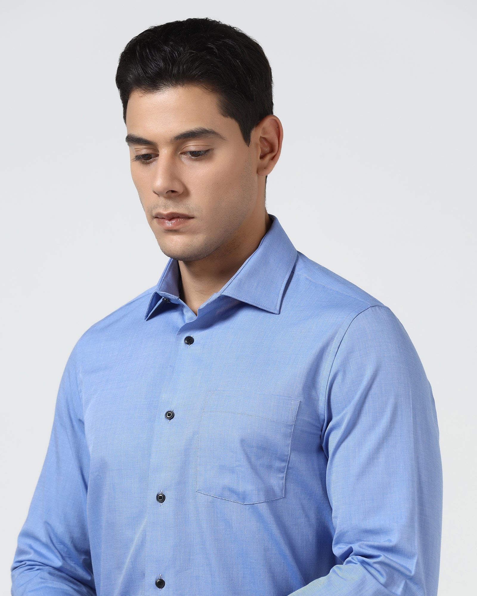 Mid Blue Solid Shirt - Pixel