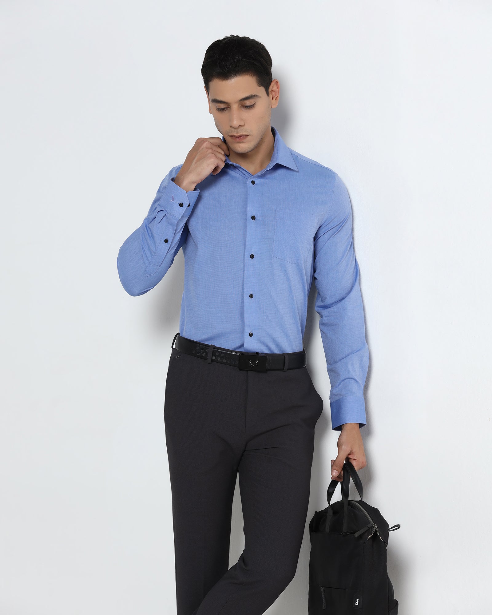 Mid Blue Solid Shirt - Pixel