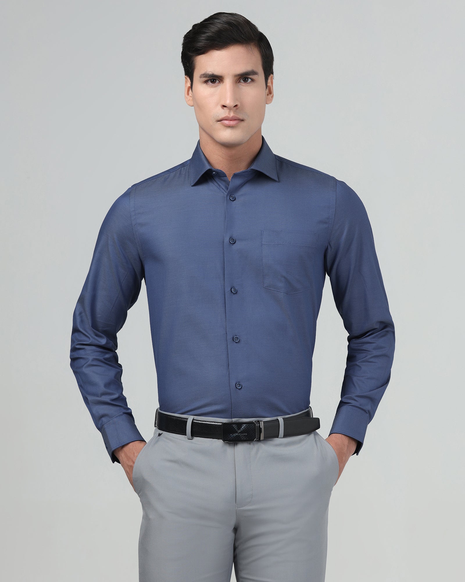 Mid Blue Textured Shirt - Magnus
