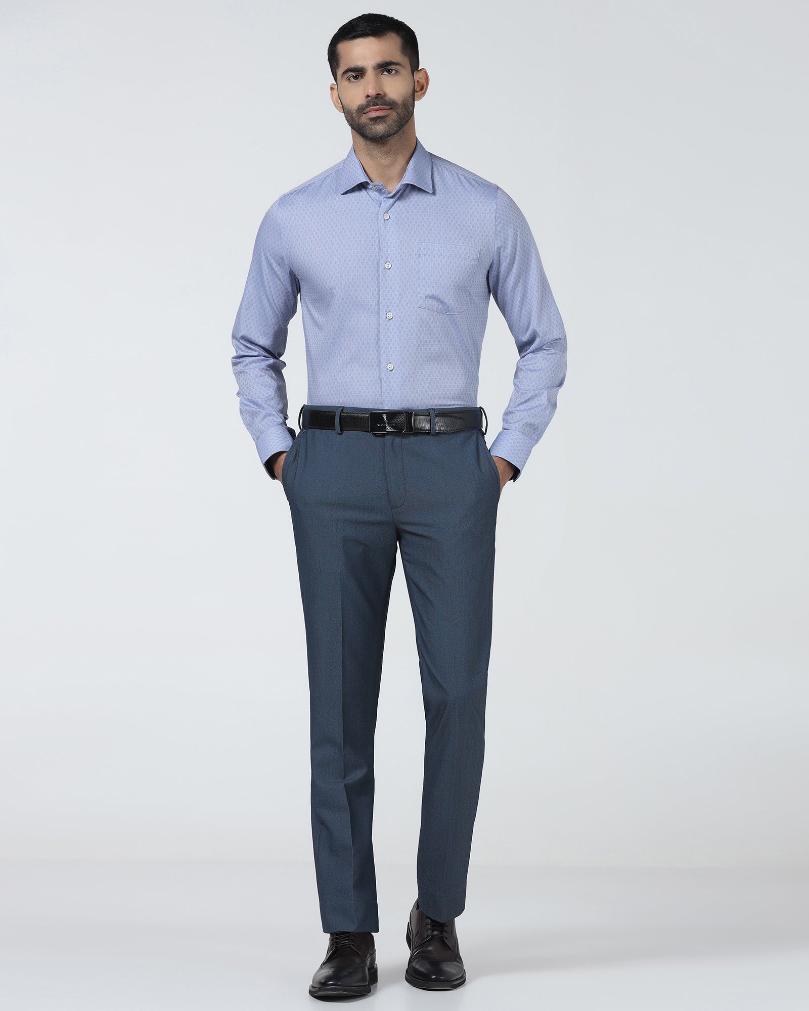 Mid Blue Textured Shirt - Seon