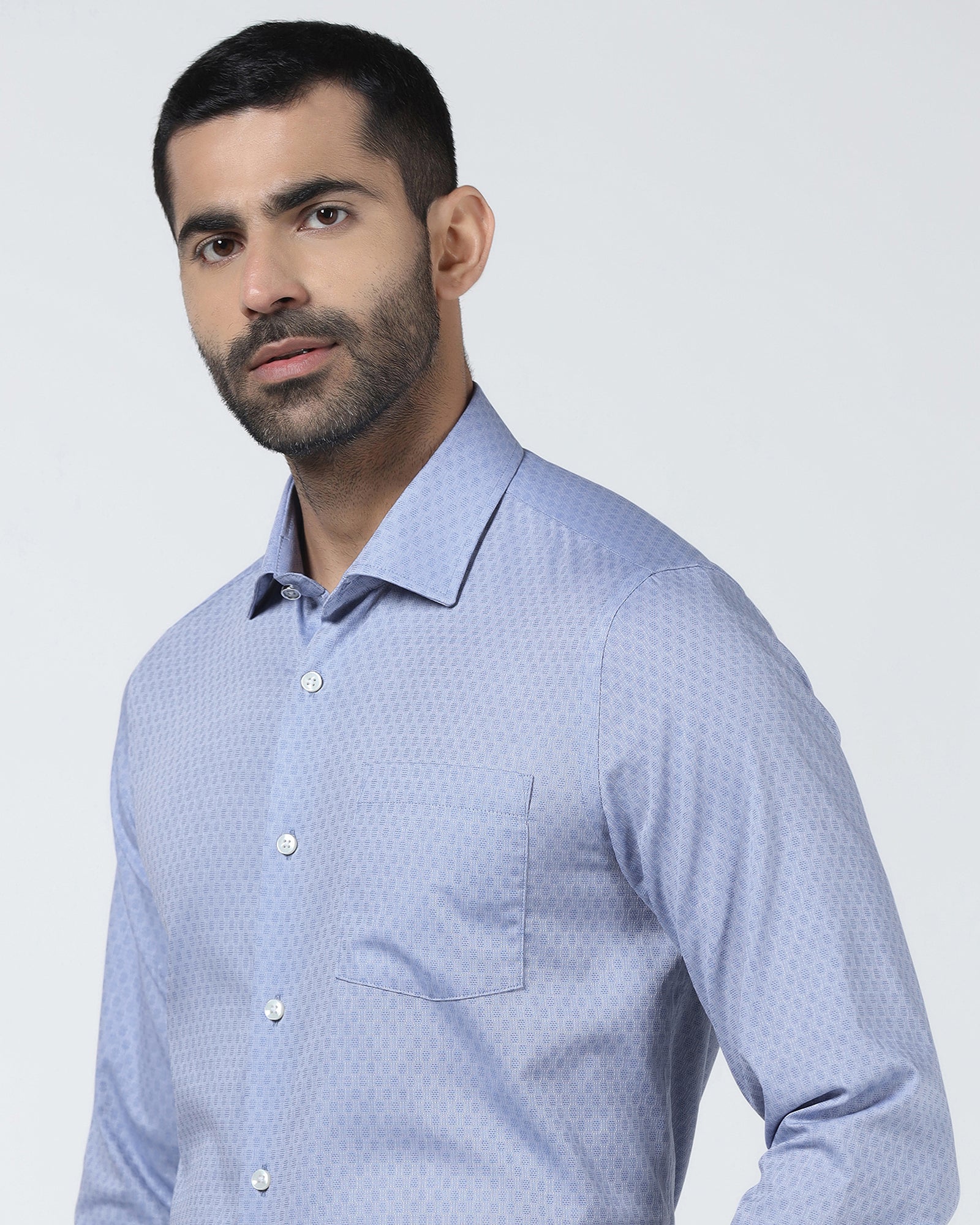 Mid Blue Textured Shirt - Seon
