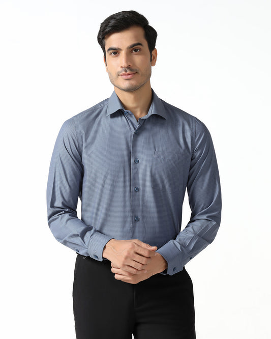 Mid Blue Textured Shirt - Zander